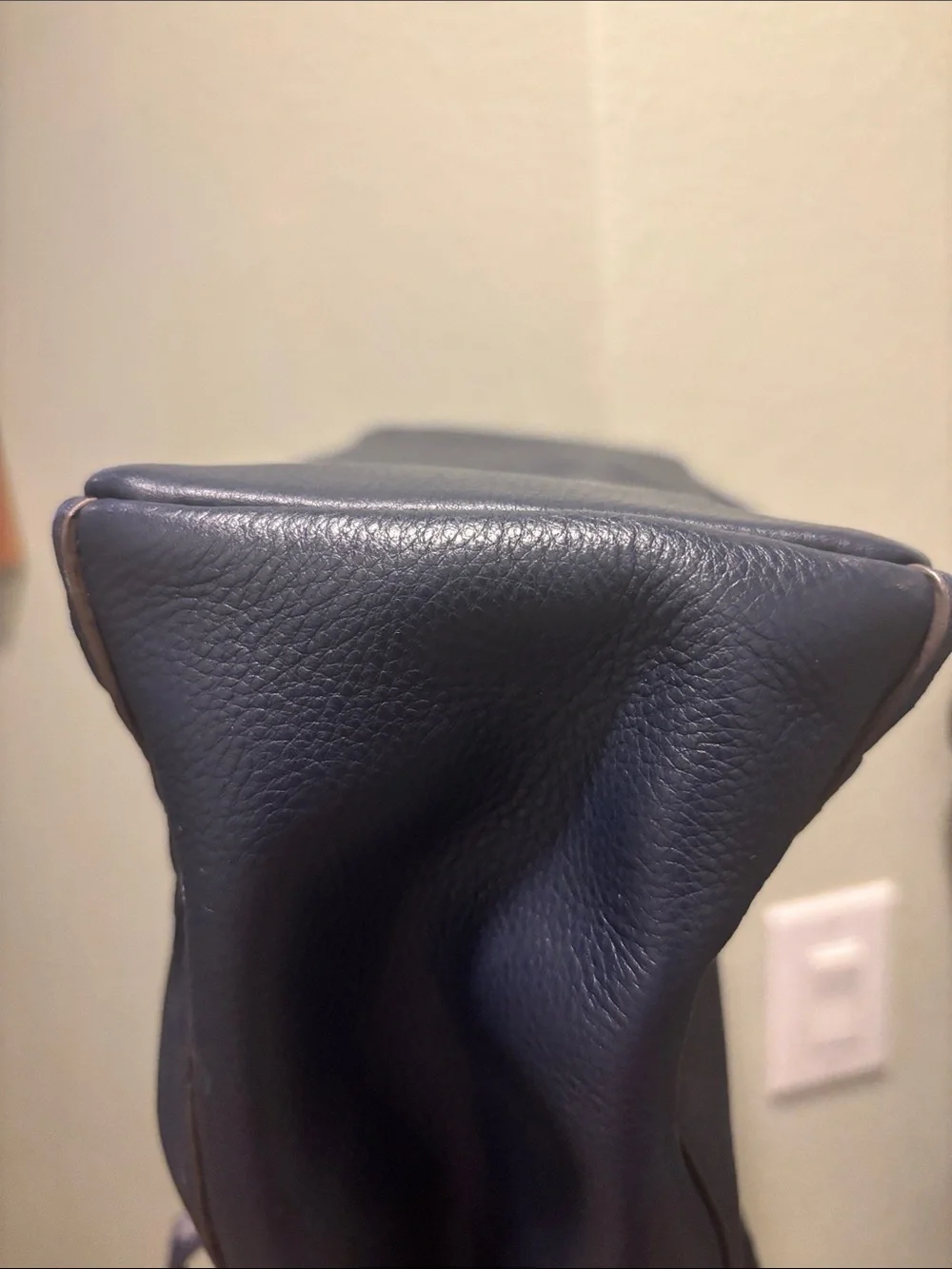 Cole Haan Navy Woven-Front Leather Shoulder Bag